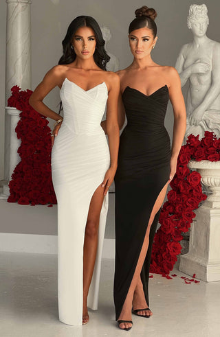 C.F Giovanna Maxi Dress Corset Stretch Mesh Black