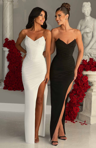 C.F Giovanna Maxi Dress Corset Stretch Mesh Black