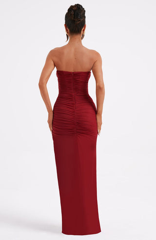 C.F Giovanna Maxi Dress Corset Stretch Mesh Wine