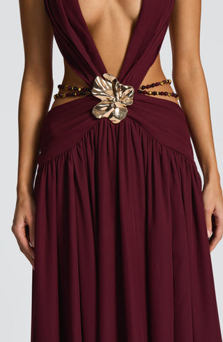T.X Indianna Maxi Dress Chiffon Cherry Lacquer Backless