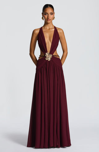 T.X Indianna Maxi Dress Chiffon Cherry Lacquer Backless