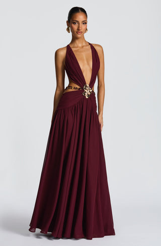 T.X Indianna Maxi Dress Chiffon Cherry Lacquer Backless
