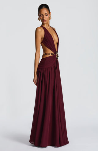 T.X Indianna Maxi Dress Chiffon Cherry Lacquer Backless