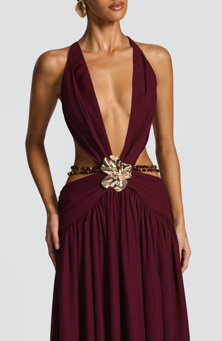 T.X Indianna Maxi Dress Chiffon Cherry Lacquer Backless