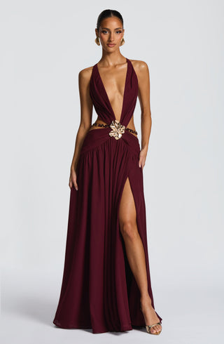 T.X Indianna Maxi Dress Chiffon Cherry Lacquer Backless