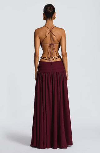 T.X Indianna Maxi Dress Chiffon Cherry Lacquer Backless
