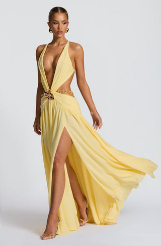 T.X Indianna Maxi Dress Chiffon Orchid Brooch Lemon