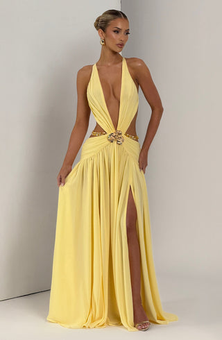 T.X Indianna Maxi Dress Chiffon Orchid Brooch Lemon