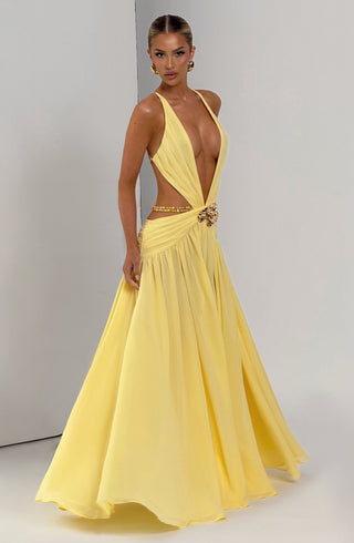 T.X Indianna Maxi Dress Chiffon Orchid Brooch Lemon
