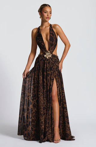 T.X Indianna Maxi Dress Printed Chiffon Leopard Print
