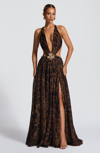 T.X Indianna Maxi Dress Printed Chiffon Leopard Print