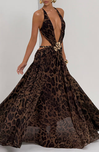 T.X Indianna Maxi Dress Printed Chiffon Leopard Print