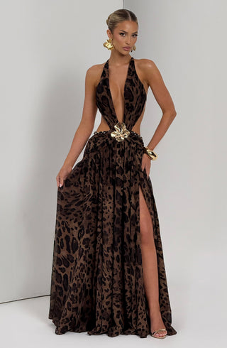 T.X Indianna Maxi Dress Printed Chiffon Leopard Print