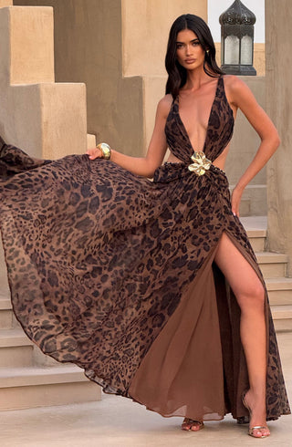 T.X Indianna Maxi Dress Printed Chiffon Leopard Print