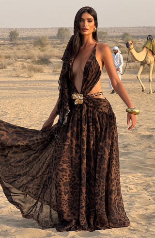 T.X Indianna Maxi Dress Printed Chiffon Leopard Print