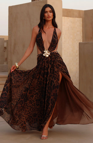 T.X Indianna Maxi Dress Printed Chiffon Leopard Print