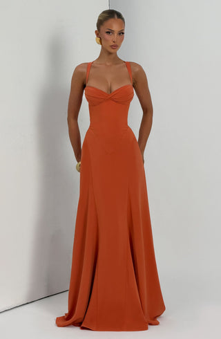 T.X Irie Maxi Dress Chiffon Sweetheart Neckline Burnt Orange