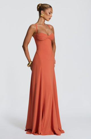 T.X Irie Maxi Dress Chiffon Sweetheart Neckline Burnt Orange