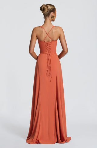 T.X Irie Maxi Dress Chiffon Sweetheart Neckline Burnt Orange