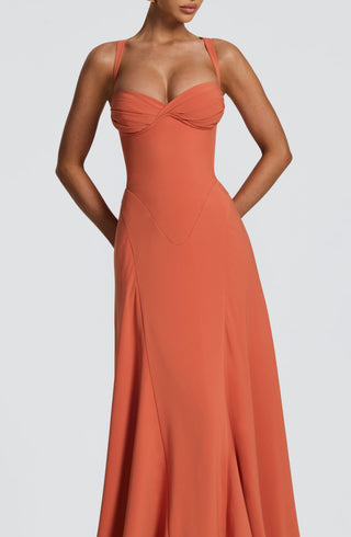T.X Irie Maxi Dress Chiffon Sweetheart Neckline Burnt Orange