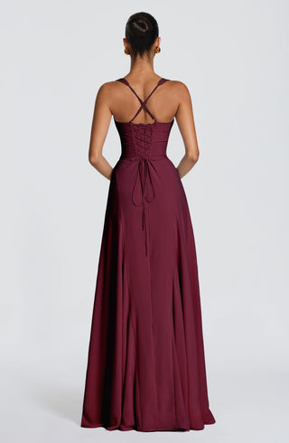 T.X Irie Maxi Dress Chiffon Sweetheart Neckline Cherry Lacquer