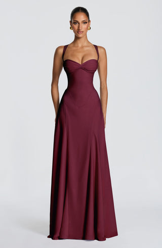 T.X Irie Maxi Dress Chiffon Sweetheart Neckline Cherry Lacquer