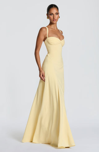 T.X Irie Maxi Dress Chiffon Sweetheart Neckline Lemon