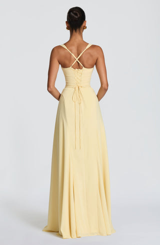 T.X Irie Maxi Dress Chiffon Sweetheart Neckline Lemon