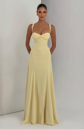 T.X Irie Maxi Dress Chiffon Sweetheart Neckline Lemon