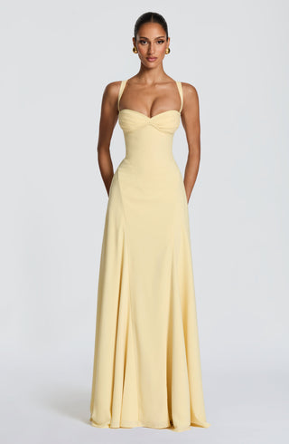 T.X Irie Maxi Dress Chiffon Sweetheart Neckline Lemon