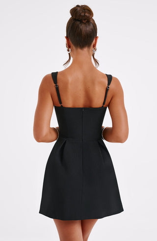 M.T Janiyah Corseted Mini Dress Structured Woven Black