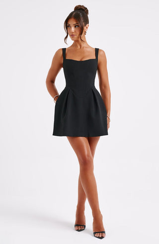 M.T Janiyah Corseted Mini Dress Structured Woven Black