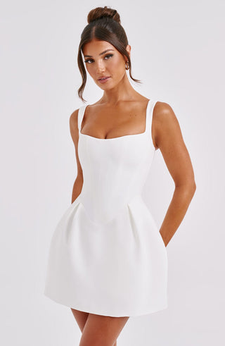 M.T Janiyah Mini Dress Corseted Voluminous Skirt Ivory