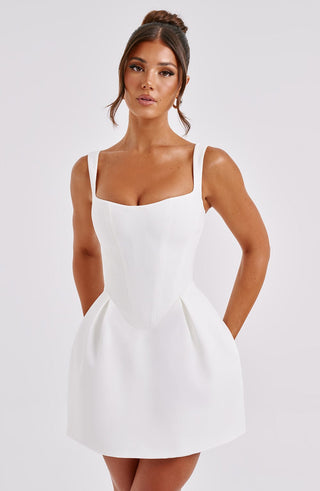 M.T Janiyah Mini Dress Corseted Voluminous Skirt Ivory