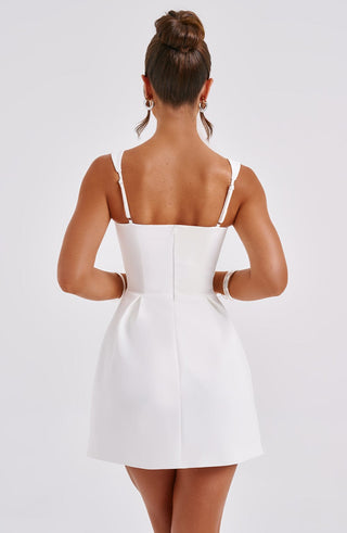 M.T Janiyah Mini Dress Corseted Voluminous Skirt Ivory