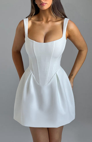 M.T Janiyah Mini Dress Corseted Voluminous Skirt Ivory