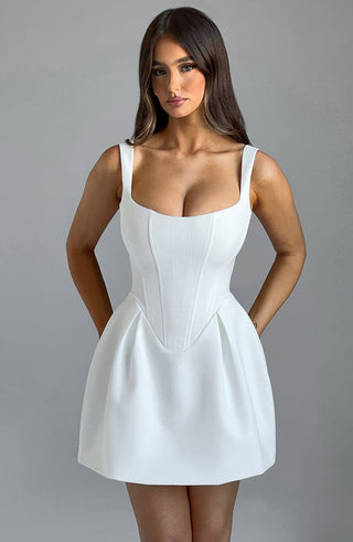M.T Janiyah Mini Dress Corseted Voluminous Skirt Ivory