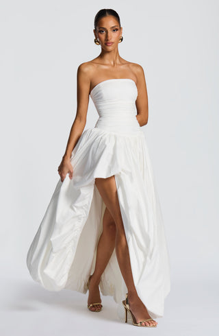 R.F Jillian Maxi Dress Strapless Ruched Bodice Ivory