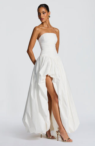 R.F Jillian Maxi Dress Strapless Ruched Bodice Ivory