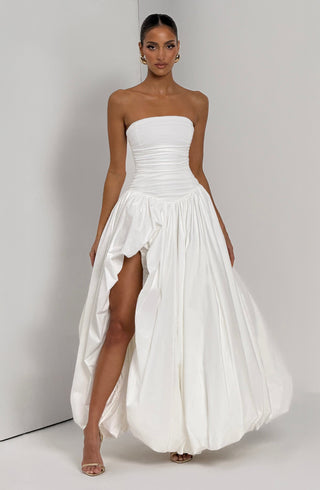 R.F Jillian Maxi Dress Strapless Ruched Bodice Ivory