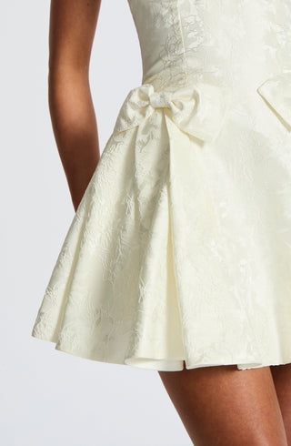 R.F Jocelyn Mini Dress Structured Floral Jacquard Ivory