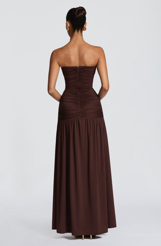 DIA Junia Maxi Dress Stretch Slinky Jersey Plum Brown