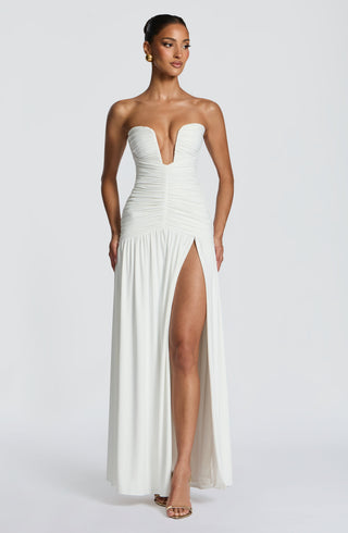 DIA Junia Maxi Dress Strapless Stretch Slinky Jersey White