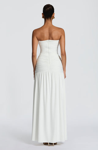 DIA Junia Maxi Dress Strapless Stretch Slinky Jersey White