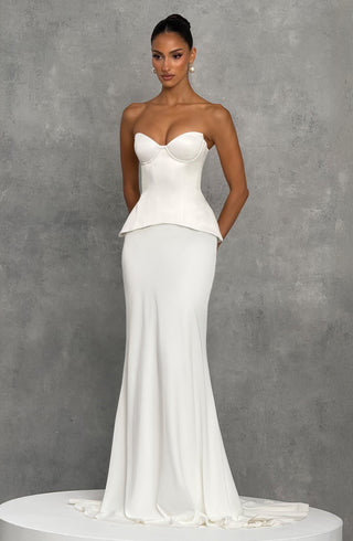 R.F Kaia Maxi Skirt Chiffon Mermaid Silhouette Mid-Rise Ivory