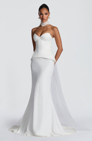 R.F Kaia Maxi Skirt Chiffon Mermaid Silhouette Mid-Rise Ivory