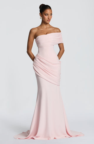 R.F Kasia Gown Dress Corset Asymmetric One-Shoulder Blush