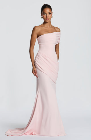 R.F Kasia Gown Dress Corset Asymmetric One-Shoulder Blush