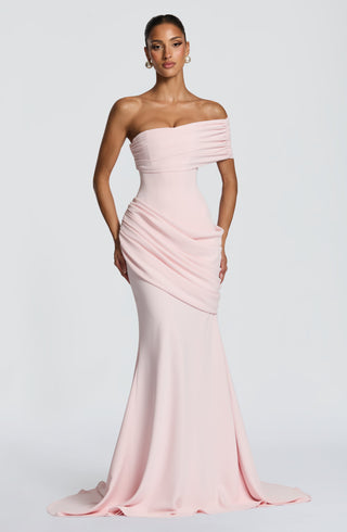 R.F Kasia Gown Dress Corset Asymmetric One-Shoulder Blush