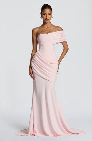 R.F Kasia Gown Dress Corset Asymmetric One-Shoulder Blush